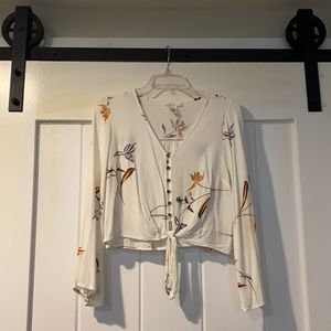 White flowy long sleeved top